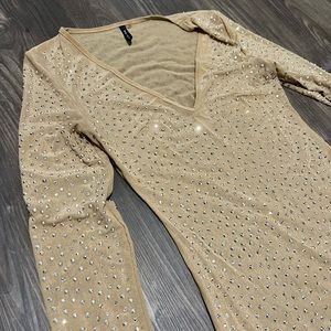 Size M Tan Sheer Rhinestone Forever 21 Dress